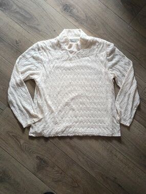 Vintage Coldwater Creek Long Sleeve Mock Turtle Neck Shirt Ivory